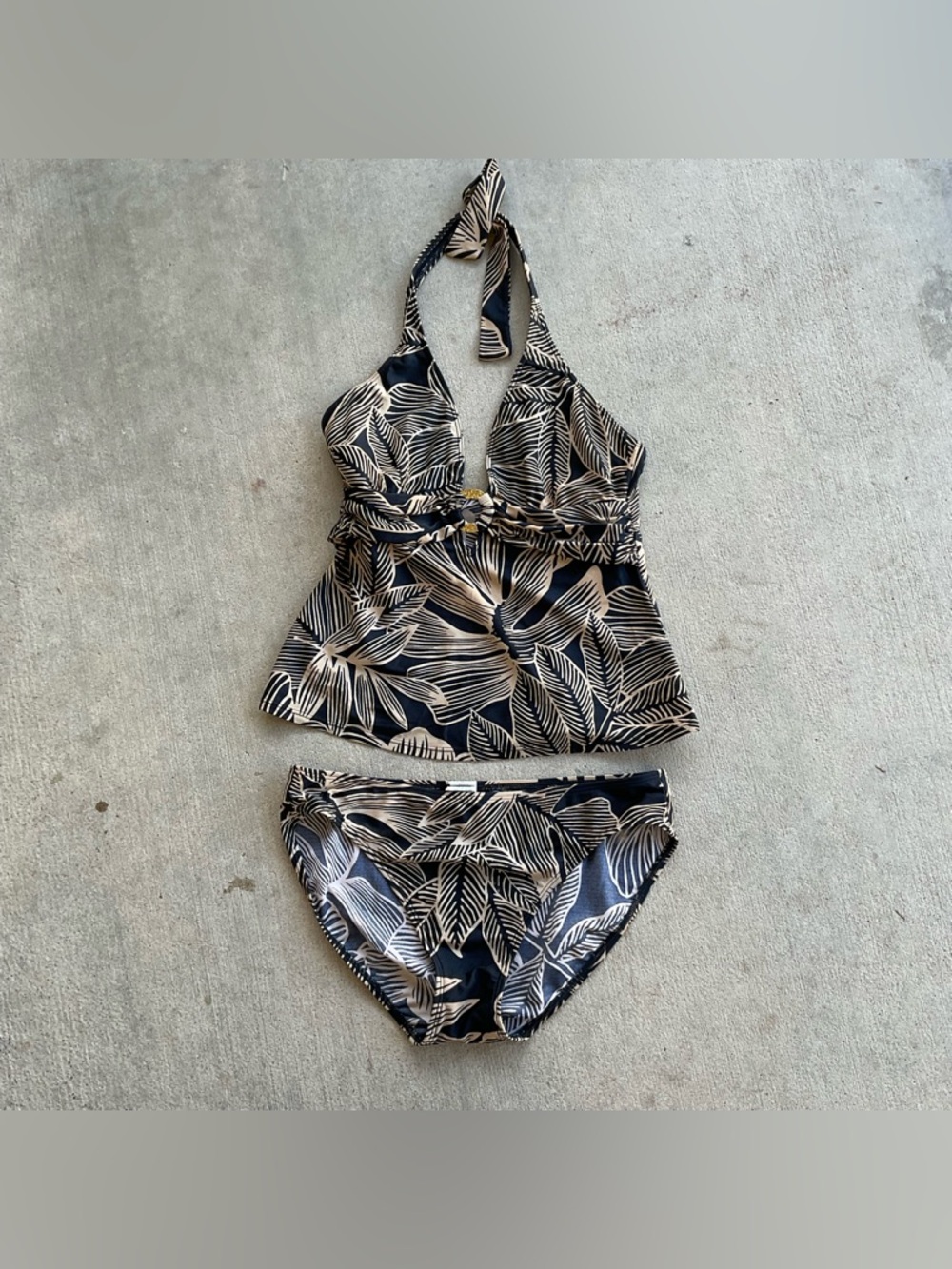 90s Ralph Lauren black + brown  bikini set Size 10